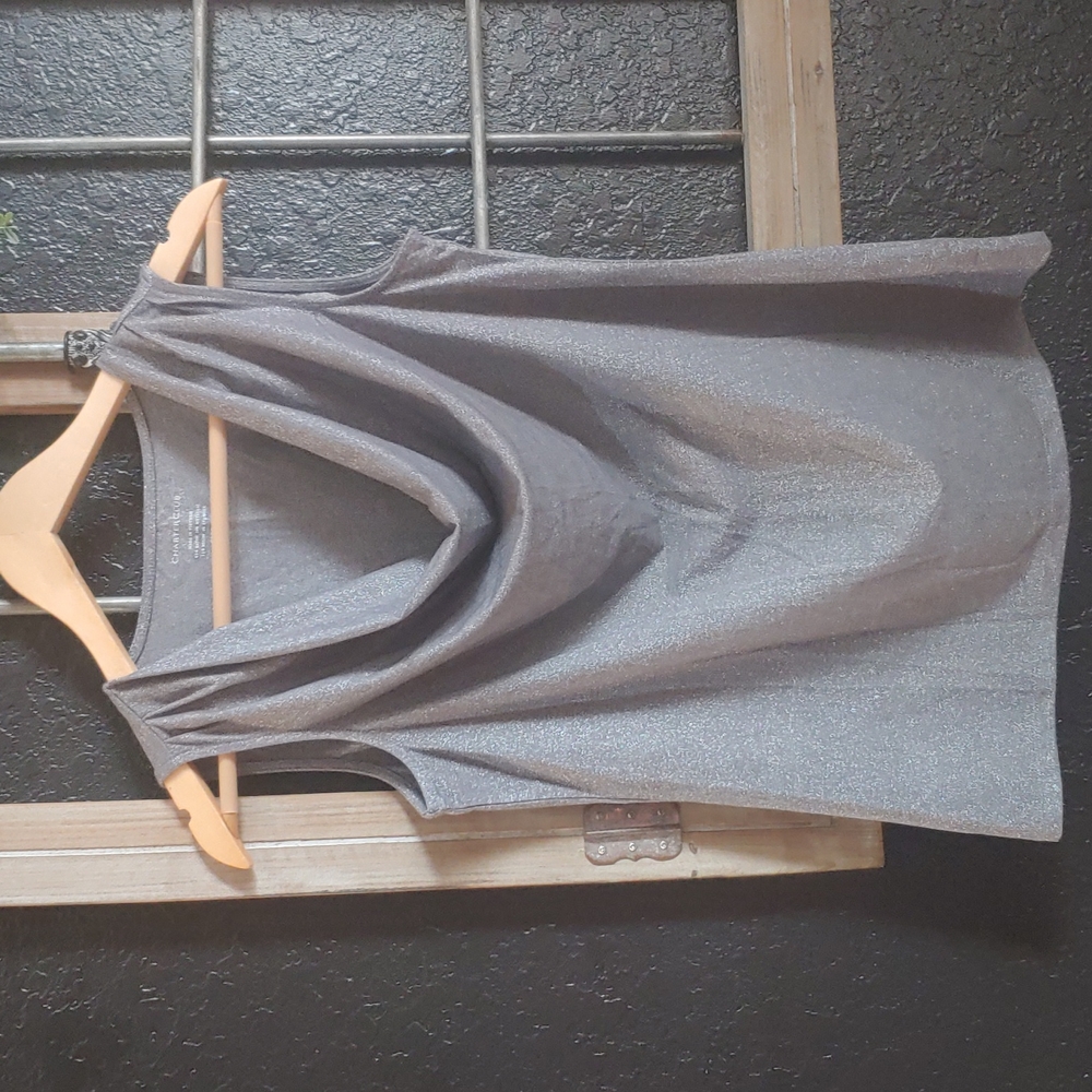 Silver sleeveless crowl neck blouse